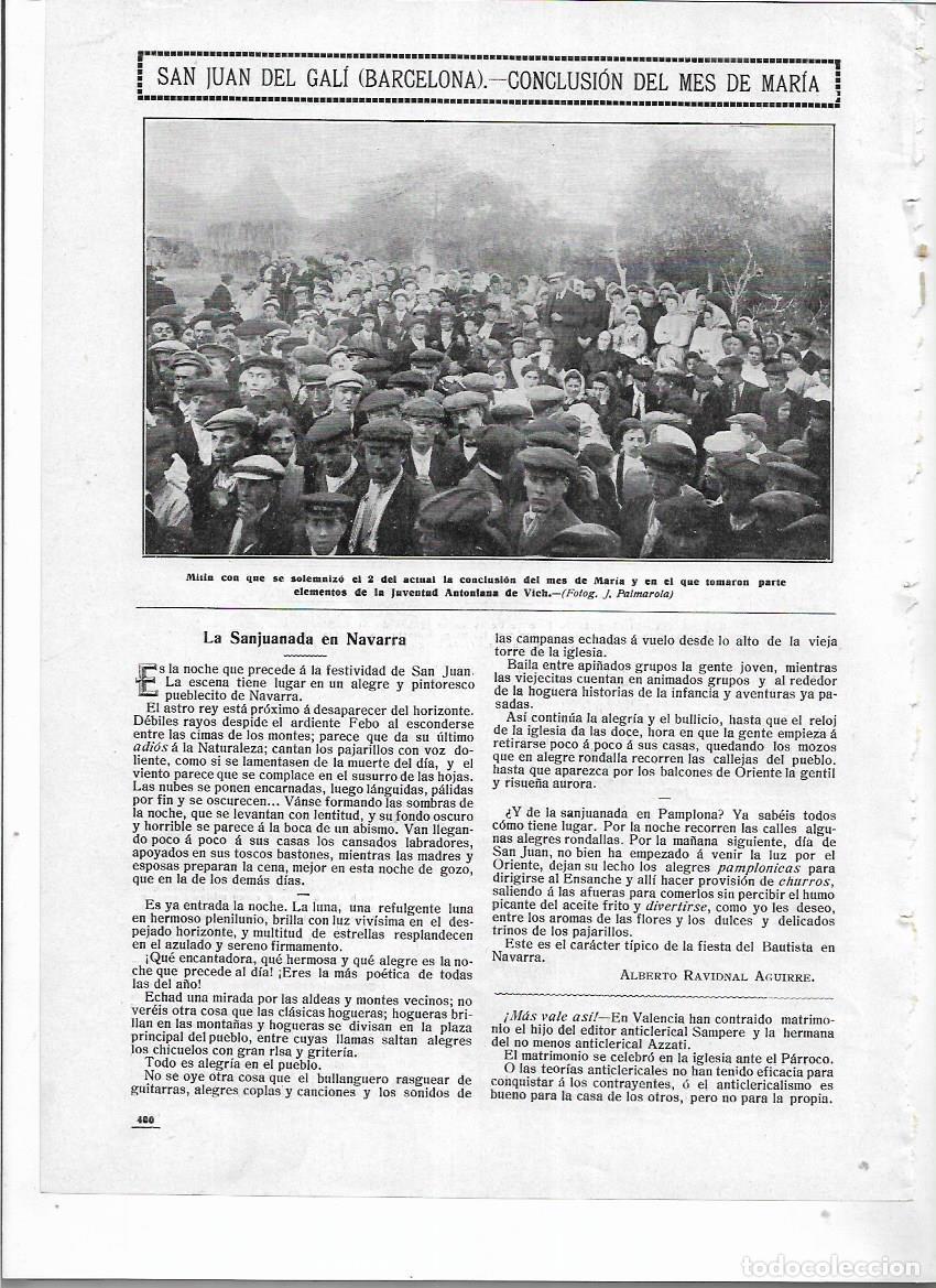 Collezionismo: A&Ntilde;O 1912 RECORTE PRENSA VIC ERMITA SANT JOAN DEL GALI REUNION JUVENTUD ANTONIANA FINAL MES DE MARIA