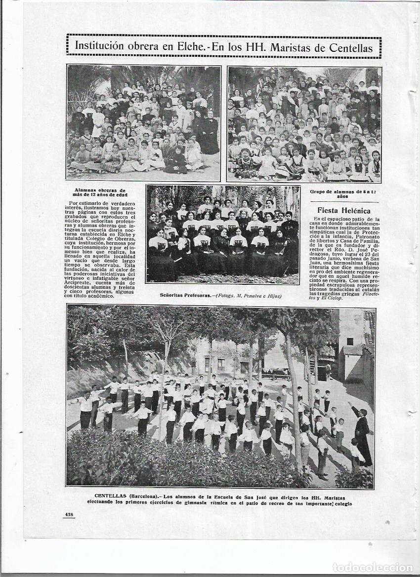 Sammelleidenschaft Papier: A&Ntilde;O 1912 RECORTE PRENSA ELCHE ESCUELA DIARIA NOCTURNA COLEGIO DE OBRERAS PROFESORAS ALUMNAS