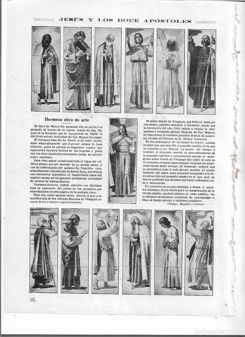 Collecting paper: A&Ntilde;O 1912 RECORTE PRENSA RIPOLL ARTE JESUS Y LOS DOCE APOSTOLES GRABADO LLIMONA ERMITA DE LA ROQUETA