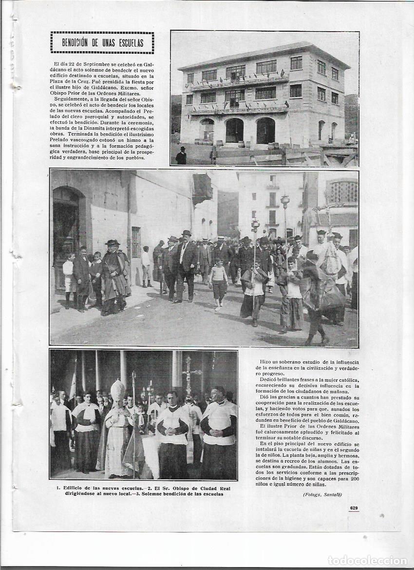 Colecionismo: A&Ntilde;O 1912 RECORTE PRENSA GALDACANO INAUGURACION BENDICION DE LAS ESCUELAS OBISPO DE CIUDAD REAL