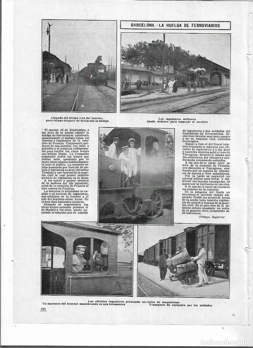 Collectionnisme: A&Ntilde;O 1912 RECORTE PRENSA BARCELONA HUELGA DE FERROVIARIOS TREN INGENIEROS MILITARES