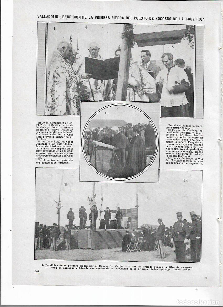 Colecionismo: A&Ntilde;O 1912 RECORTE PRENSA VALLADOLID LA RUBIA BENDICION PRIMERA PIEDRA PUESTO SOCORRO DE LA CRUZ ROJA