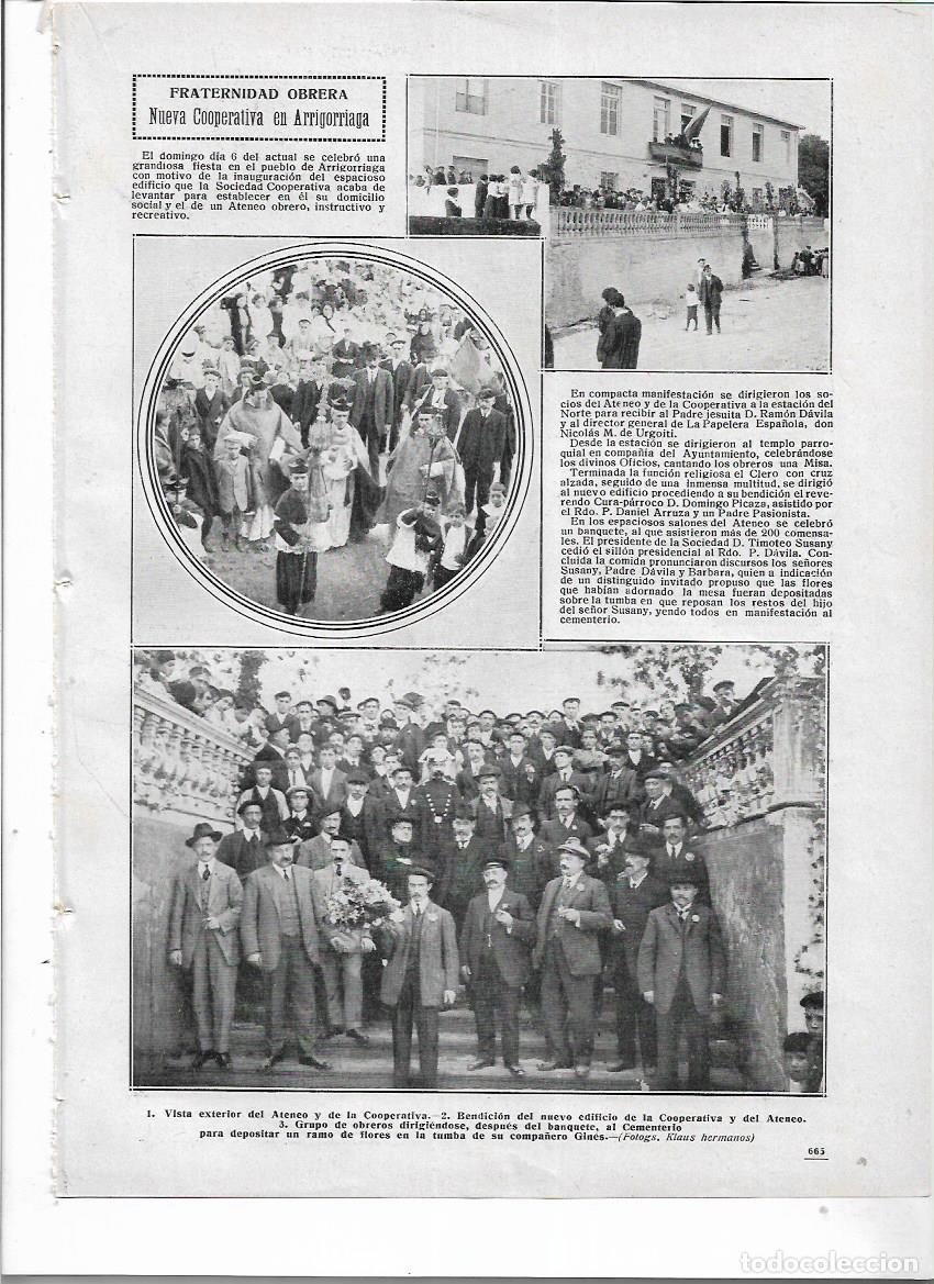 Collezionismo: A&Ntilde;O 1912 RECORTE PRENSA ARRIGORRIAGA INAUGURACION NUEVA COOPERATIVA FRATERNIDAD OBRERA ATENEO OBRERO
