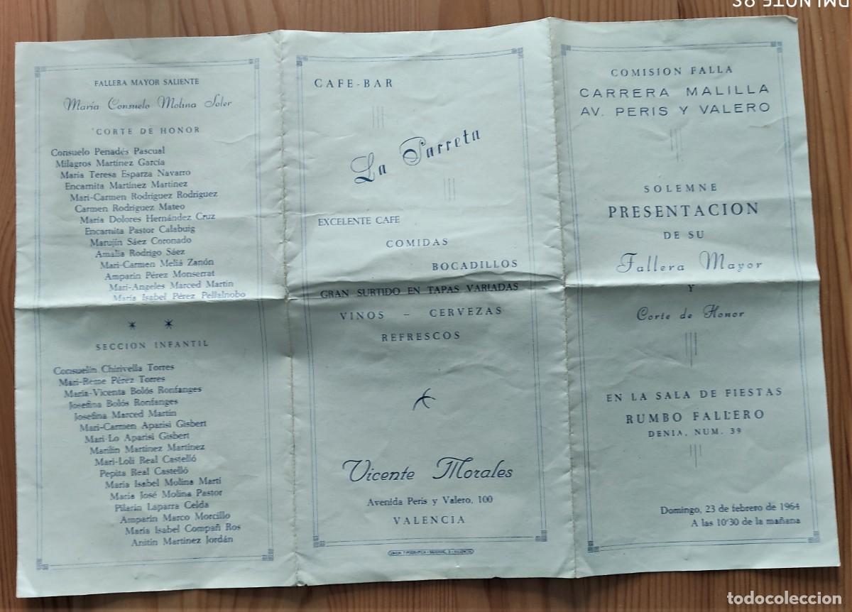 Coleccionismo: PROGRAMA PRESENTACI&Oacute;N FALLERA DE HONOR Y CORTE COMISI&Oacute;N CARRERA MALILLA A&Ntilde;O 1964 - Foto 2