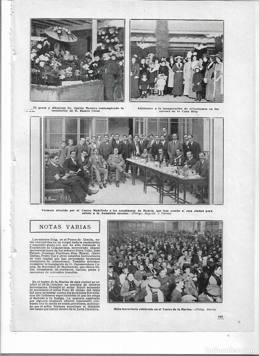 Collezionismo: A&Ntilde;O 1912 RECORTE PRENSA BARCELONA INAUGURACION CRISANTEMOS CASA REIG APEL.LES MESTRES RAMON CLOSA