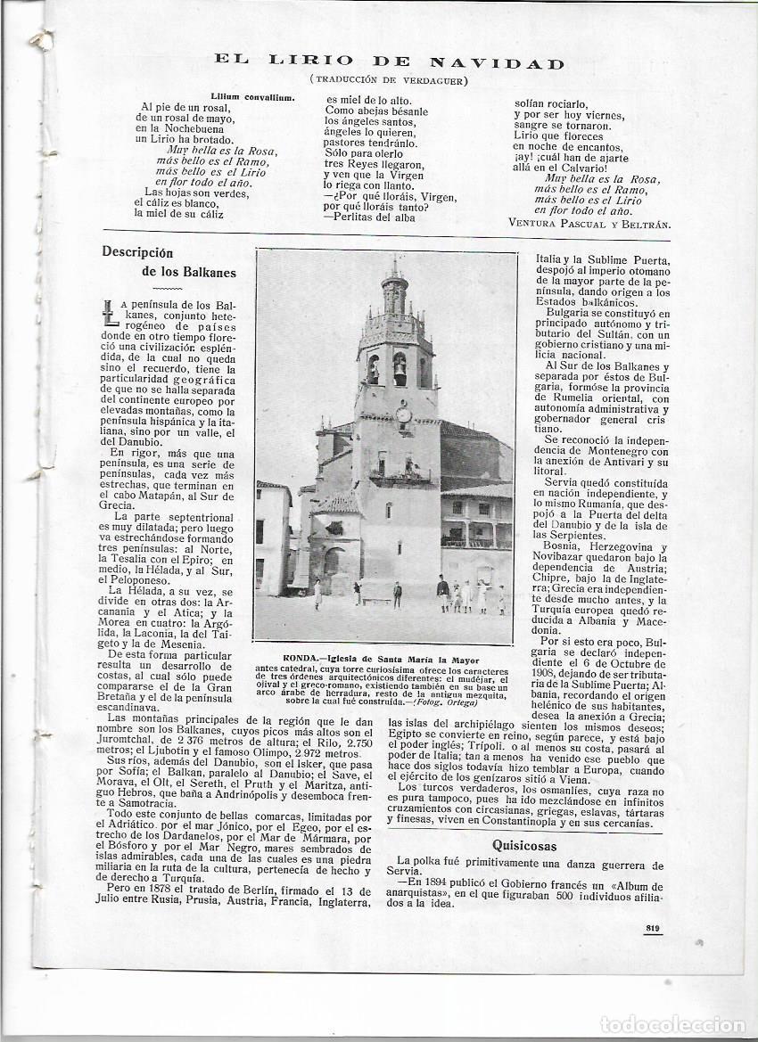 Collezionismo: A&Ntilde;O 1912 RECORTE PRENSA RONDA IGLESIA DE SANTA MARIA LA MAYOR ORDEN MUDEJAR ORJIVAL GRECO ROMANO