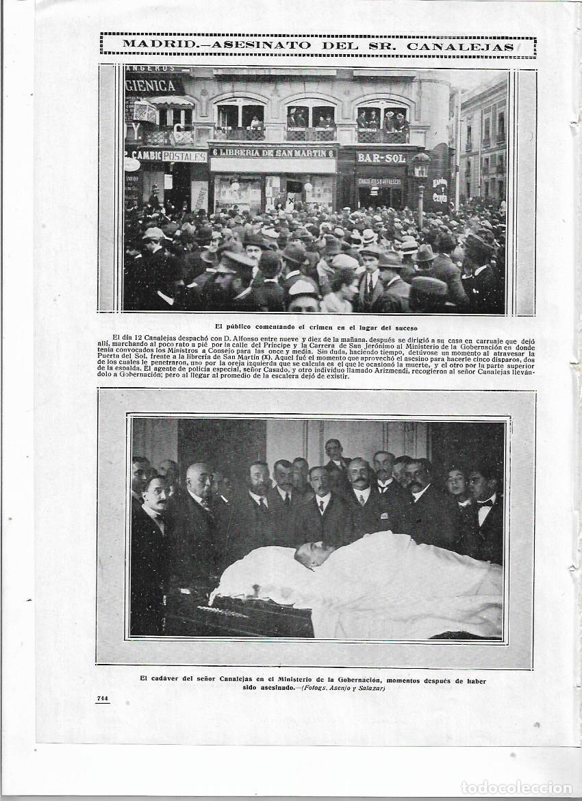 Coleccionismo: A&Ntilde;O 1912 RECORTE PRENSA MADRID ASESINATO DE CANALEJAS MUERTE ENTIERRO CADAVER CORTEJO FUNEBRE