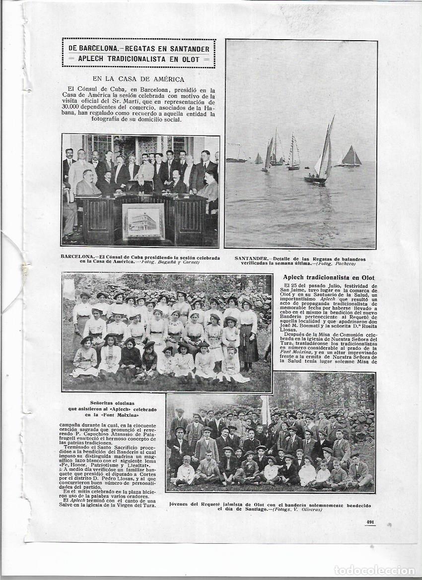 Collezionismo: A&Ntilde;O 1912 RECORTE PRENSA VISITA OLOT APLEC TRADICIONALISTA A LA FONT MOIXINA BANDERIN JOVENES REQUETE