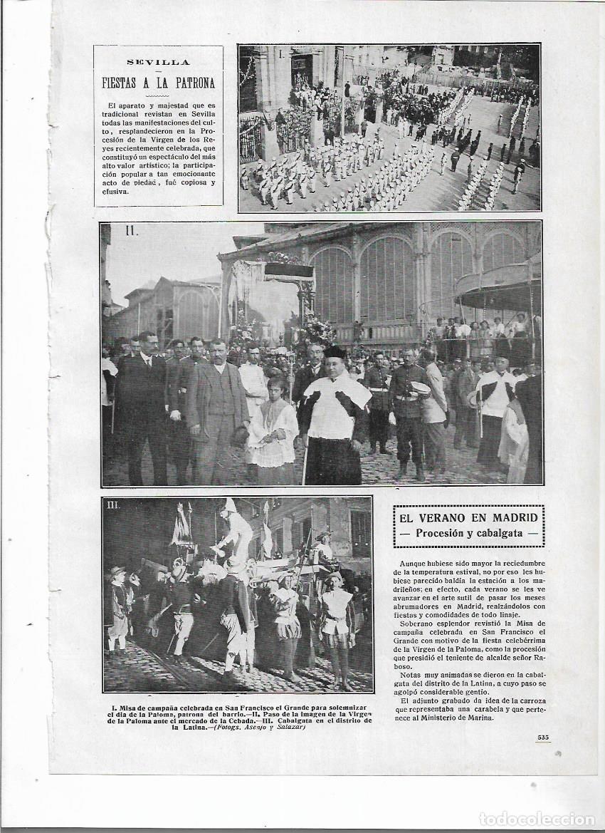 Collezionismo: A&Ntilde;O 1912 RECORTE PRENSA MADRID FIESTAS DE LA VIRGEN DE LA PALOMA PROCESION CABALGATA