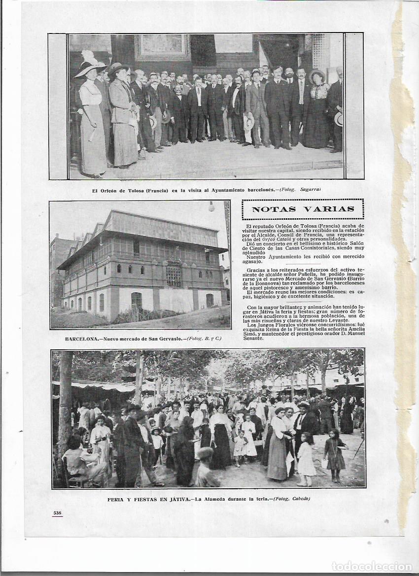 Collezionismo: A&Ntilde;O 1912 RECORTE PRENSA BARCELONA MERCAT MERCADO DE SANT GERVASI RECIEN INAUGURADO