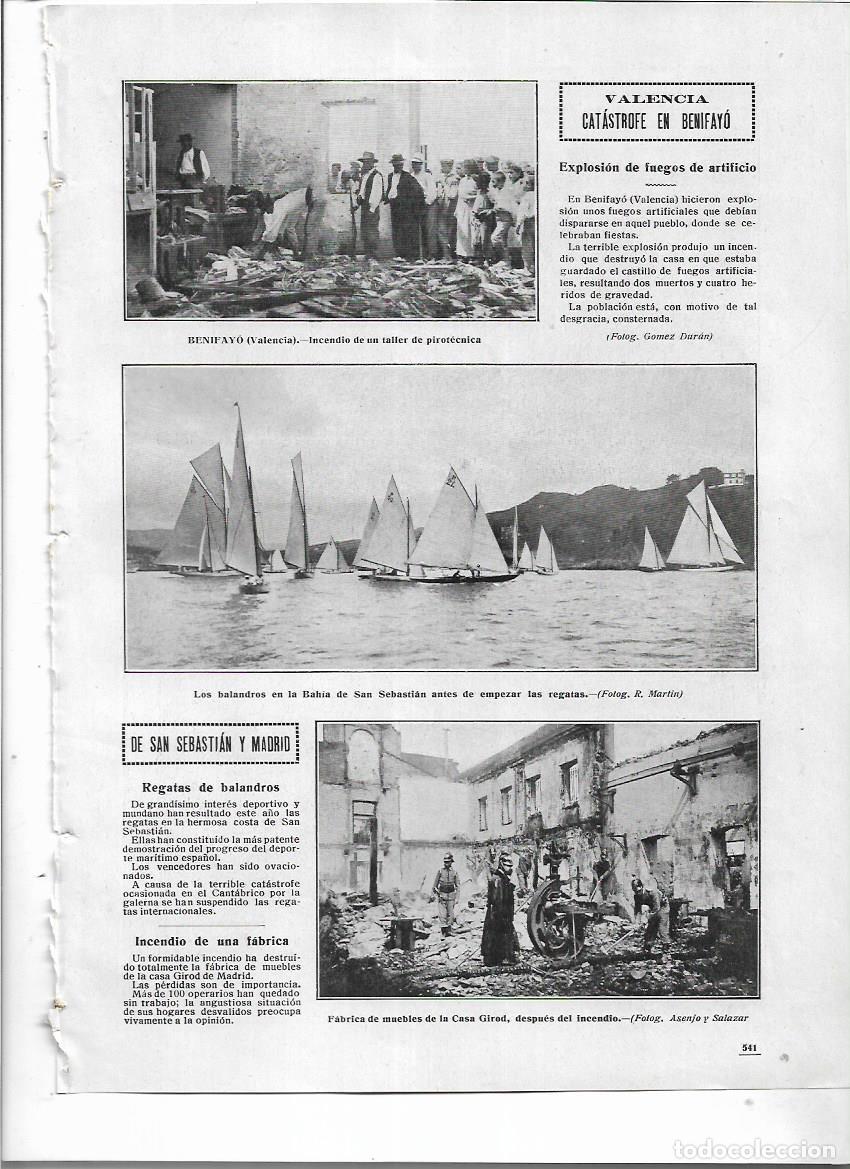 Collezionismo: A&Ntilde;O 1912 RECORTE PRENSA CATASTROFE EN BENIFAYO VALENCIA INCENDIO TALLER DE PIROTECNICA