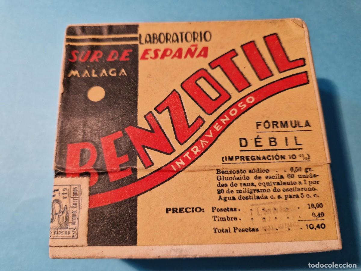 Coleccionismo: CAJA DE FARMACIA BENZOTIL- CAJA PRECINTADA - LABORAROTIO SUR DE ESPA&Ntilde;A MALAGA