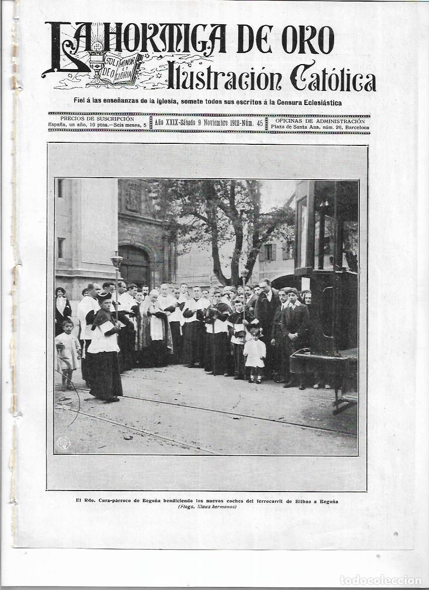 Collezionismo: A&Ntilde;O 1912 RECORTE PRENSA BENDICION NUEVOS COCHES DEL FERROCARRIL DE BILBAO A BEGO&Ntilde;A