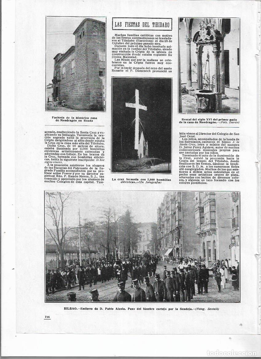 Collezionismo: A&Ntilde;O 1912 RECORTE PRENSA BILBAO MUERTE ENTIERRO PABLO ALZOLA PASO CORTEJO FUNEBRE POR LA SENDEJA
