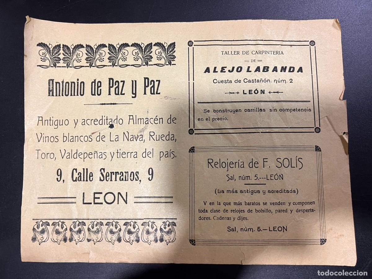 Sammelleidenschaft Papier: HOJA PUBLICITARIA. ANTONIO DE PAZ Y PAZ. ALMAC&Eacute;N DE VINOS BLANCOS. LEON. MEDIDAS APROX.: 24X18 CM