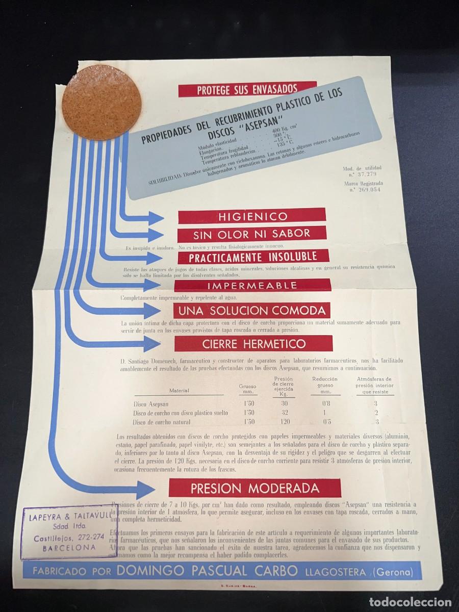 Sammelleidenschaft Papier: FOLLETO PUBLICITARIO. DOMINGO PASCUAL CARBO. PROTECCION ENVASADOS ASEPSAN. GERONA.