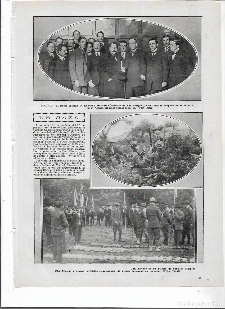 Collezionismo: A&Ntilde;O 1914 RECORTE PRENSA CAZA CACERIA REGIA EN MALPICA