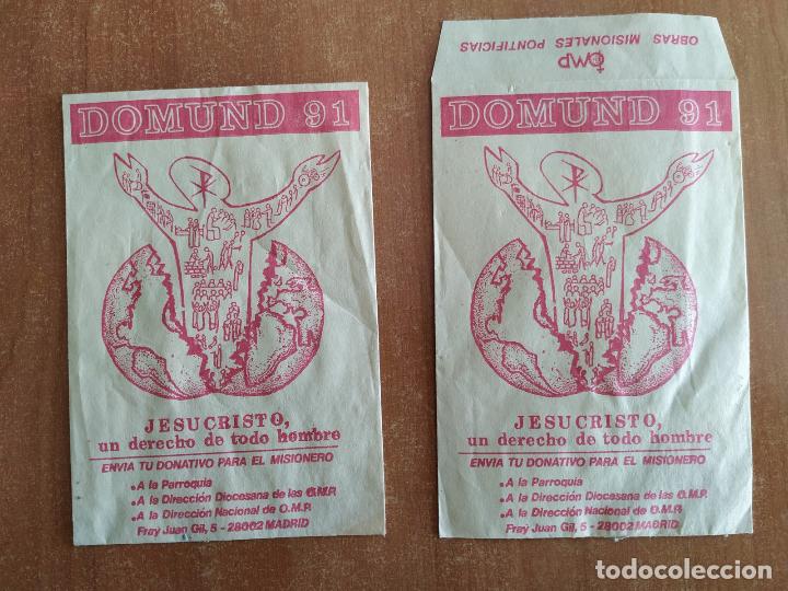 Coleccionismo: Sobre para donativo Domund a&ntilde;o 1991. Misionero.