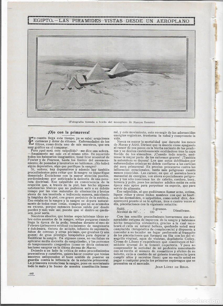 Collezionismo: A&Ntilde;O 1914 RECORTE PRENSA EGIPTO VISTA AEREA DE LAS PIRAMIDES DESDE EL MONOPLANO DE MARCOS BONNIER