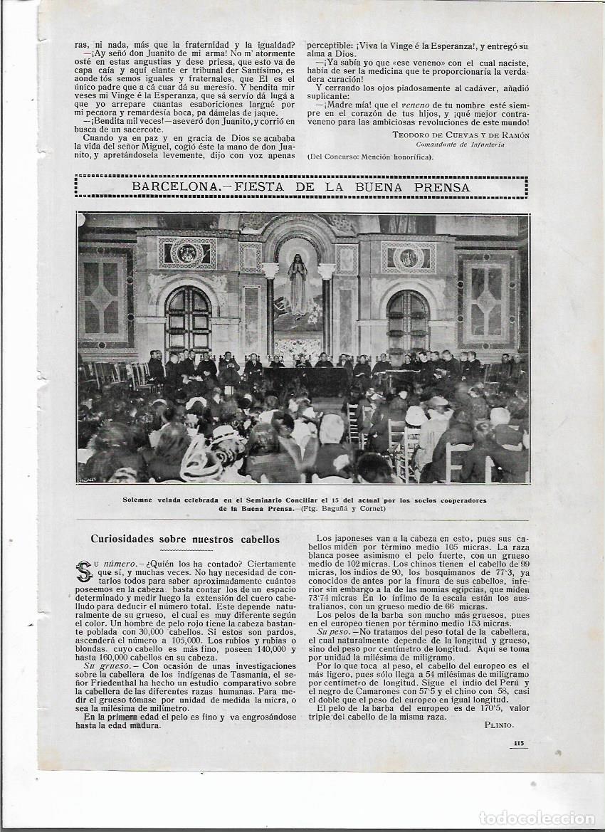 Colecionismo: A&Ntilde;O 1914 RECORTE PRENSA BARCELONA FIESTA DE LA BUENA PRENSA VELADA EN EL SEMINARIO CONCILIAR