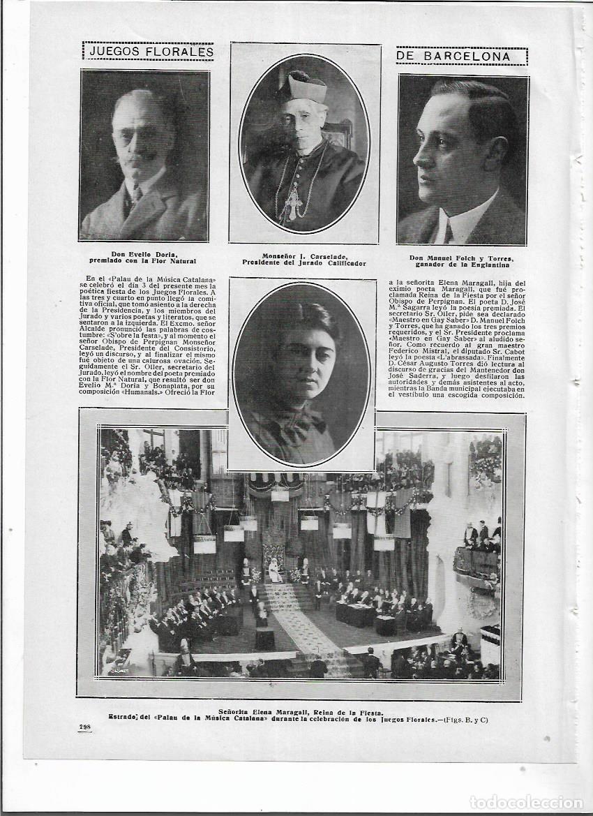 Collezionismo: A&Ntilde;O 1914 RECORTE PRENSA BARCELONA JOCS FLORALS REINA ELENA MARAGALL PALAU DE LA MUSICA