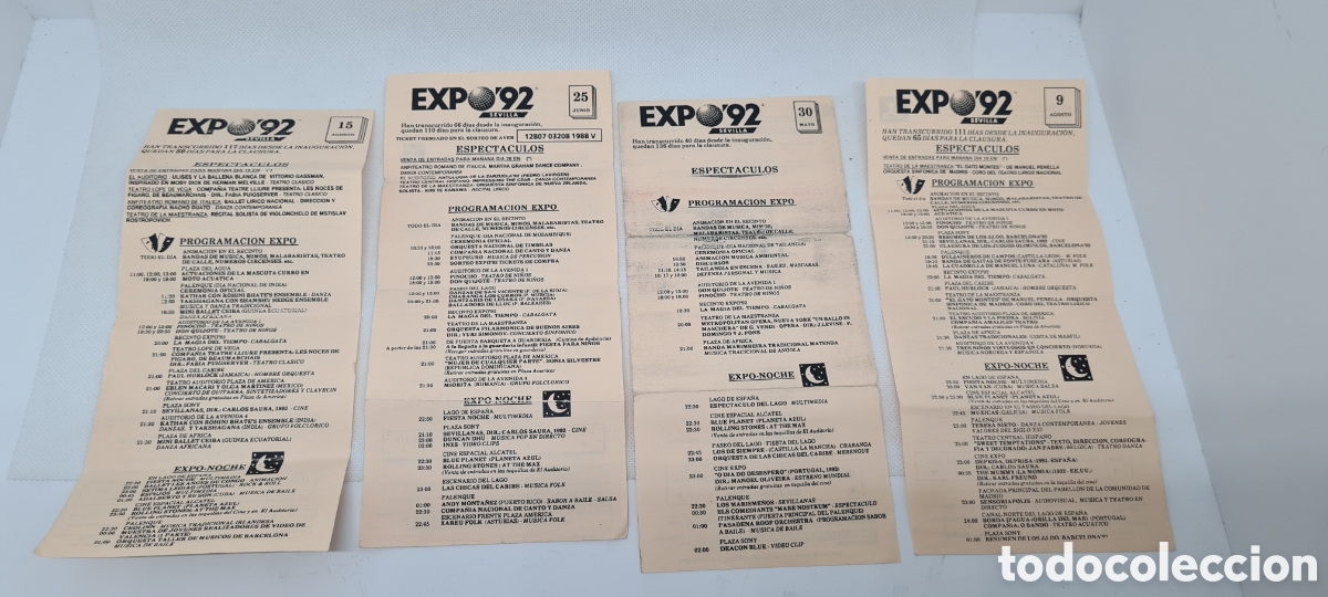 Coleccionismo: PROGRAMACION DIA ESPECTACULOS EXPO 92 SEVILLA 1992