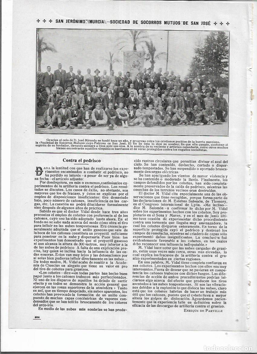 Collezionismo: A&Ntilde;O 1914 RECORTE PRENSA SAN JERONIMO MURCIA SOCIEDAD DE SOCORROS MUTUOS DE SAN JOSE
