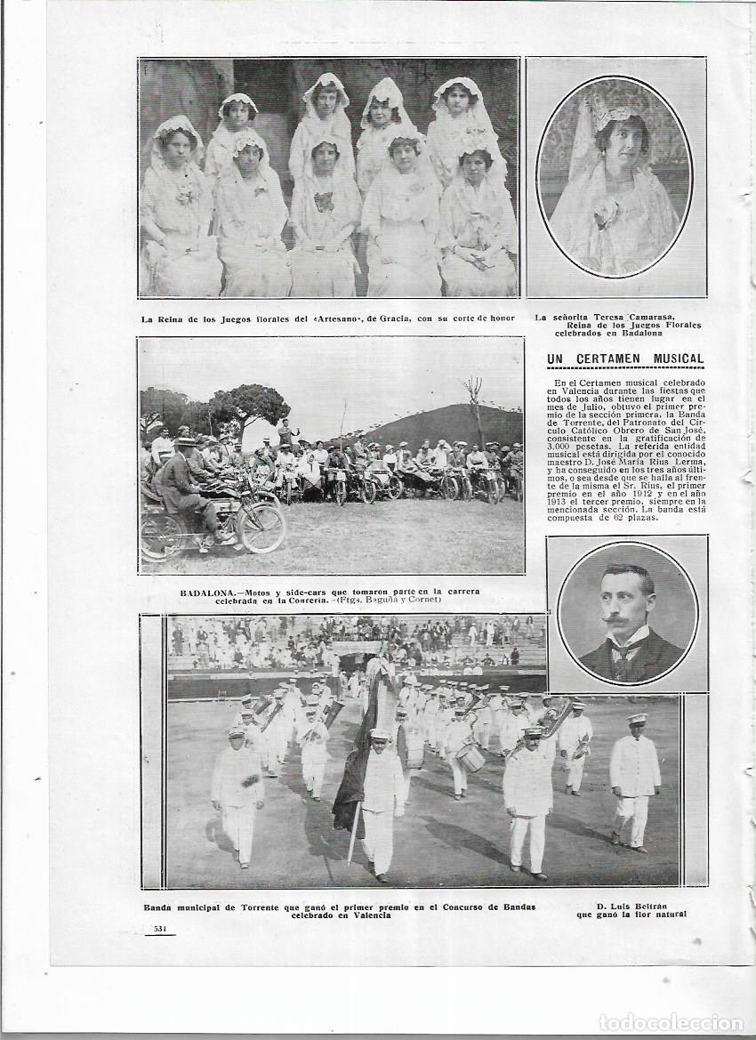 Sammelleidenschaft Papier: A&Ntilde;O 1914 RECORTE PRENSA BADALONA CARRERA MOTOS SIDECARS CARRERA EN LA CONRERIA