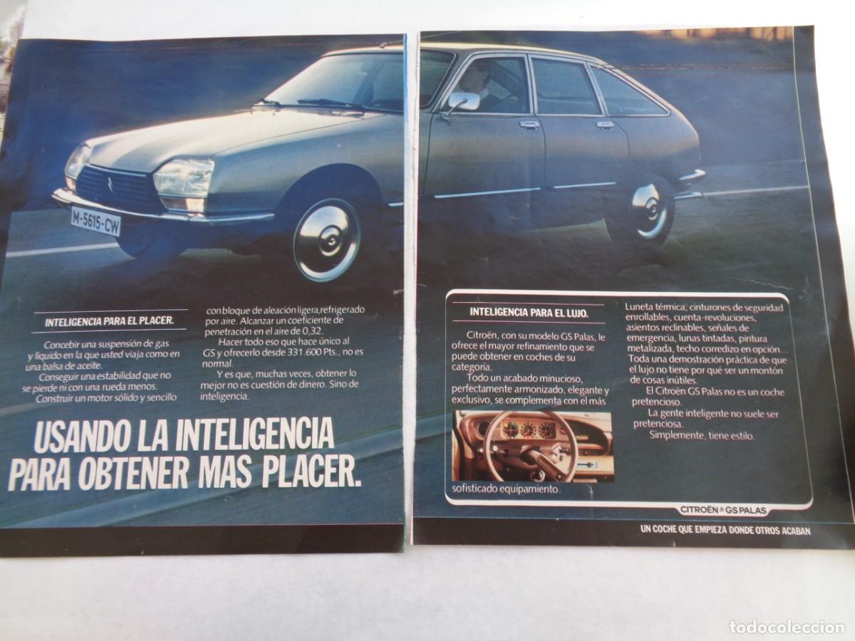Coleccionismo: LOTE DE 2 HOJAS DE REVISTA CON ANUNCIO PUBLICITARIO DE COCHE CITRO&Euml;N GS PALAS. A&Ntilde;OS 80