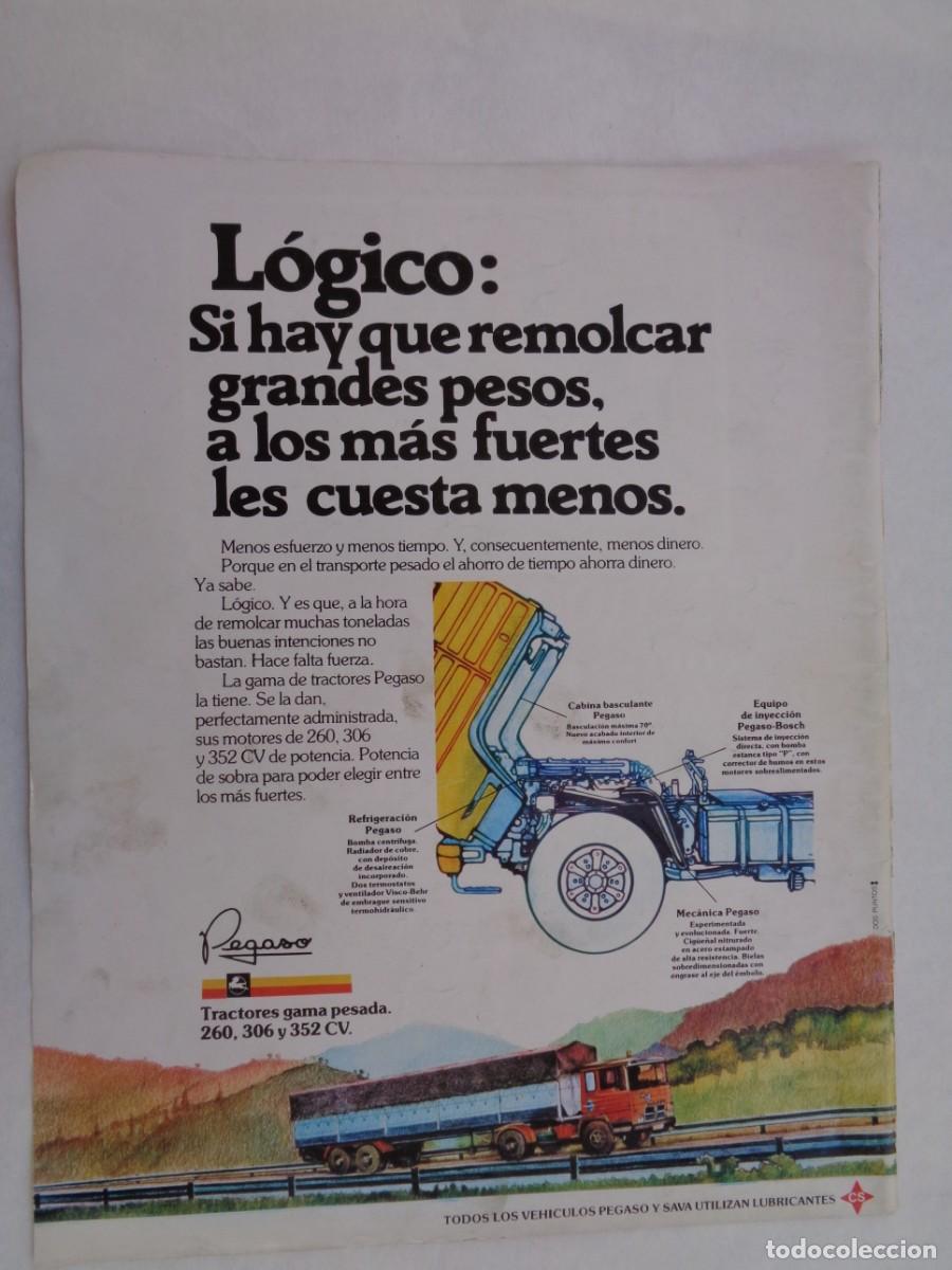 Coleccionismo: HOJA DE REVISTA CON ANUNCIO PUBLICITARIO DE CAMIONES PEGASO. A&Ntilde;OS 70