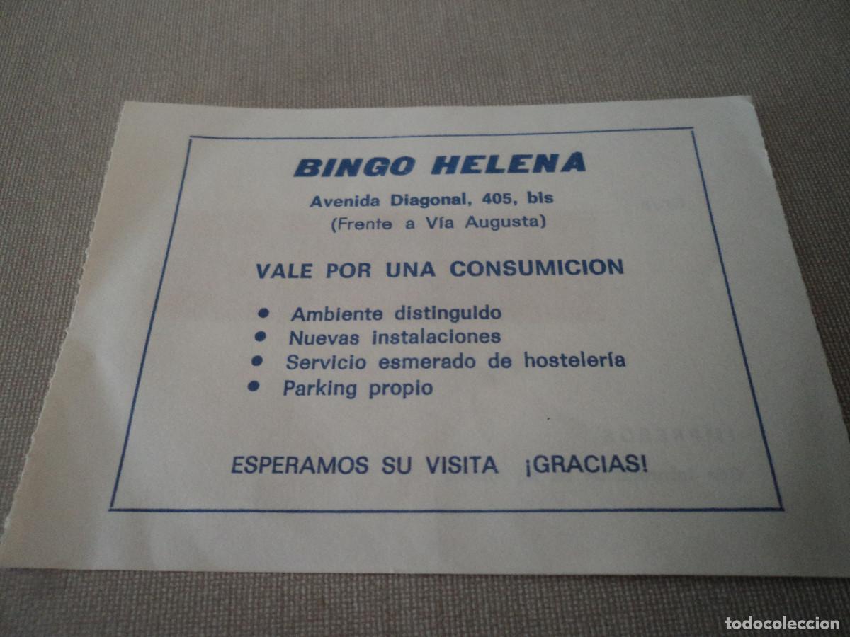 Vale Por Una Consumicion bingo helena, avd. diagonal barcelona, vale por - Buy Antique sheets of  paper, programs and other documents on todocoleccion