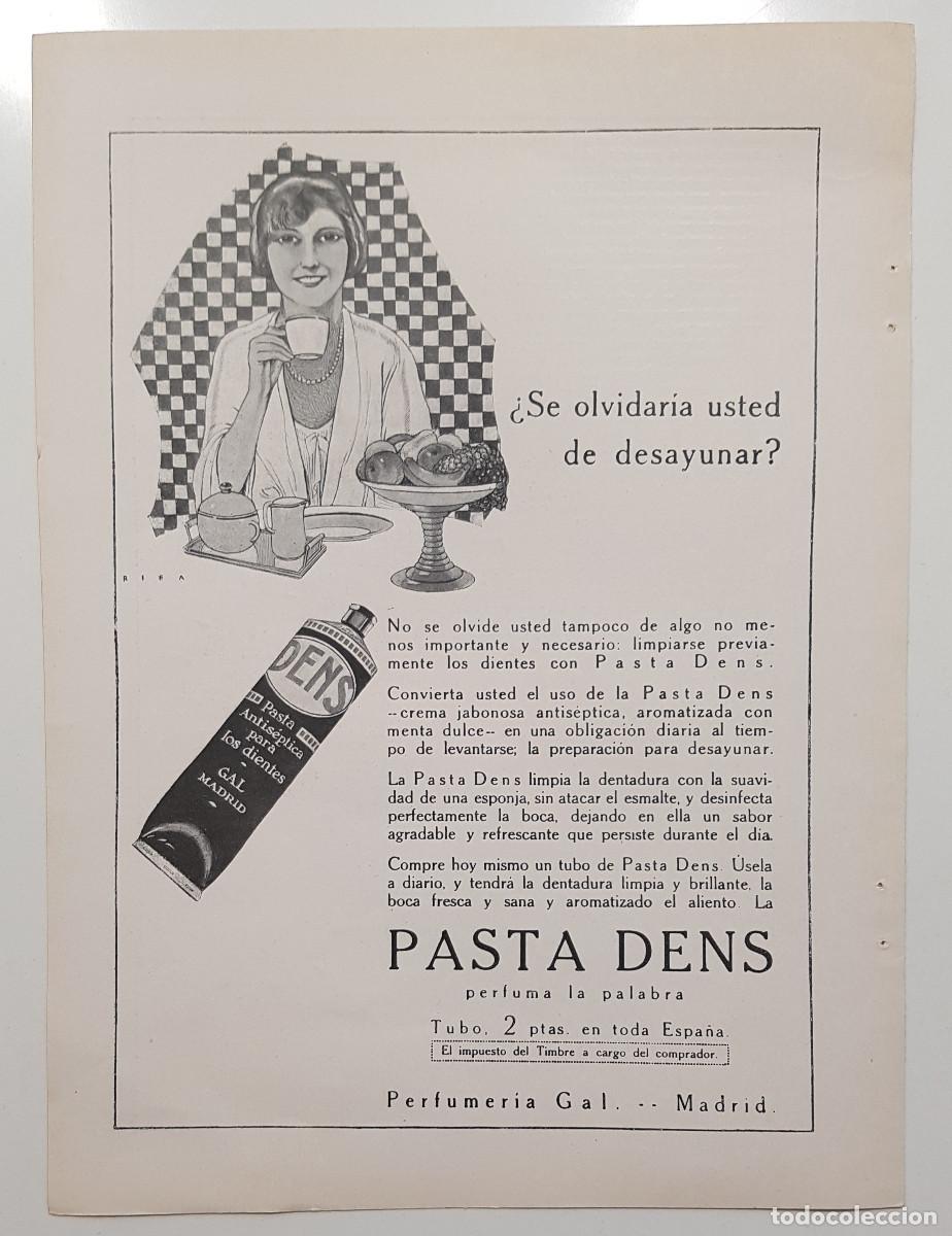 Sammelleidenschaft Papier: Publicidad PASTA DE DIENTES DENS GAL. Ilustrador RIBAS. A&ntilde;o 1925. P&aacute;gina Revista Blanco y Negro