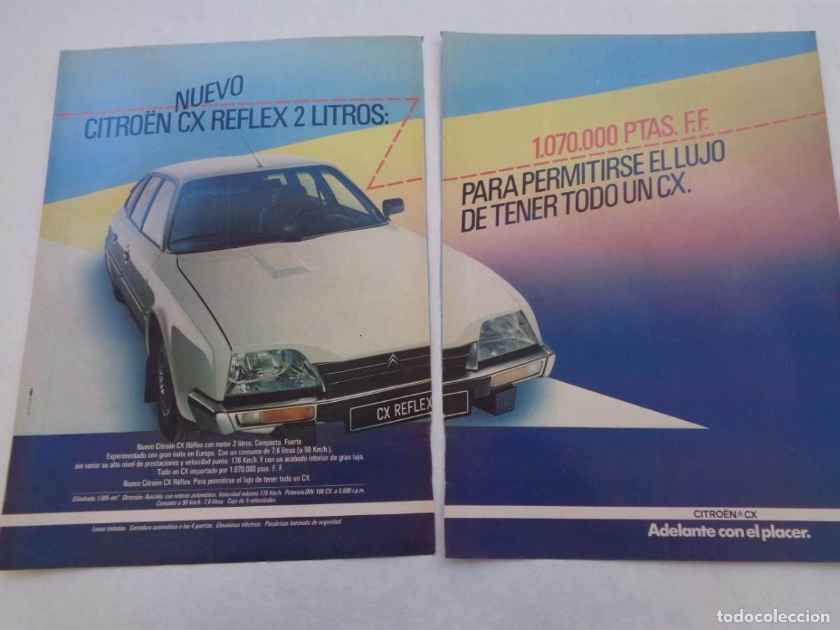 Coleccionismo: LOTE DE 2 HOJAS DE REVISTA CON ANUNCIO PUBLICITARIO DE COCHE CITRO&Euml;N CX REFLEX . A&Ntilde;OS 80