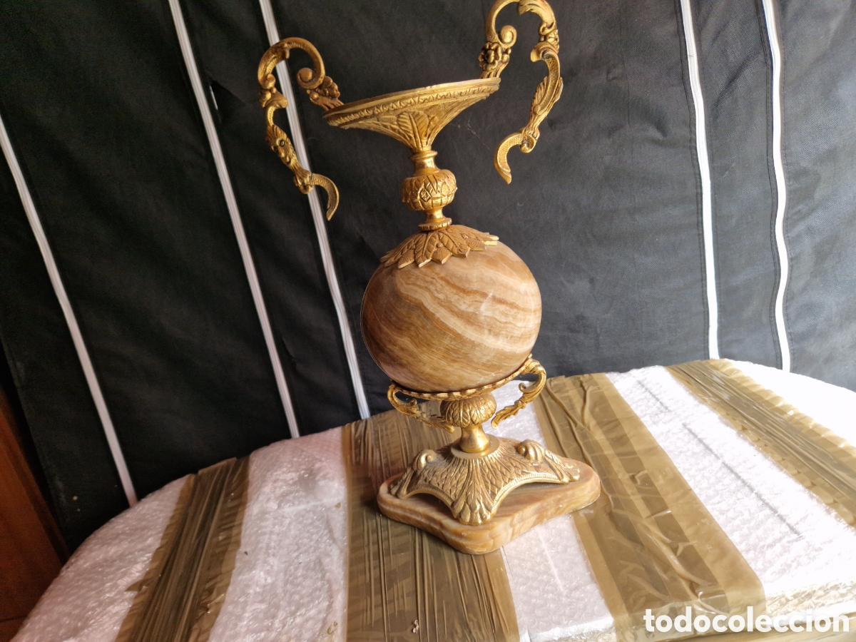 Coleccionismo: COPA DE BRONCE Y MARMOL MUY PESADA - Foto 3