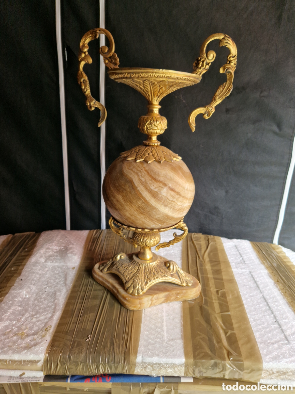 Coleccionismo: COPA DE BRONCE Y MARMOL MUY PESADA - Foto 1