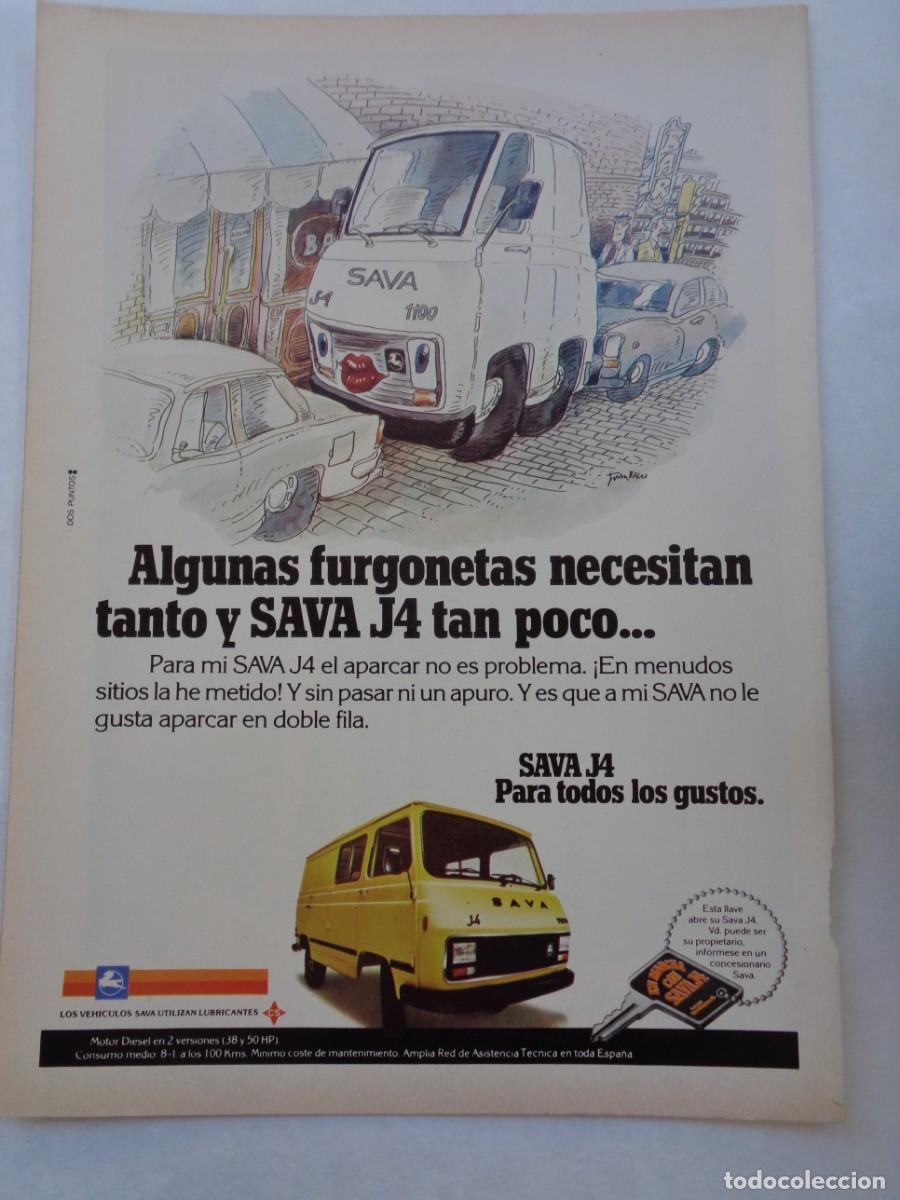 Coleccionismo: HOJA DE REVISTA CON ANUNCIO PUBLICITARIO DE CAMIONETAS SAVA J4 DE PEGASO. A&Ntilde;OS 70