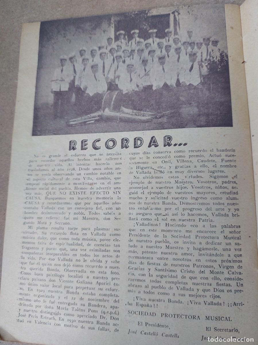 Coleccionismo: Programa de fiestas - Vallada - 1949 - Foto 3