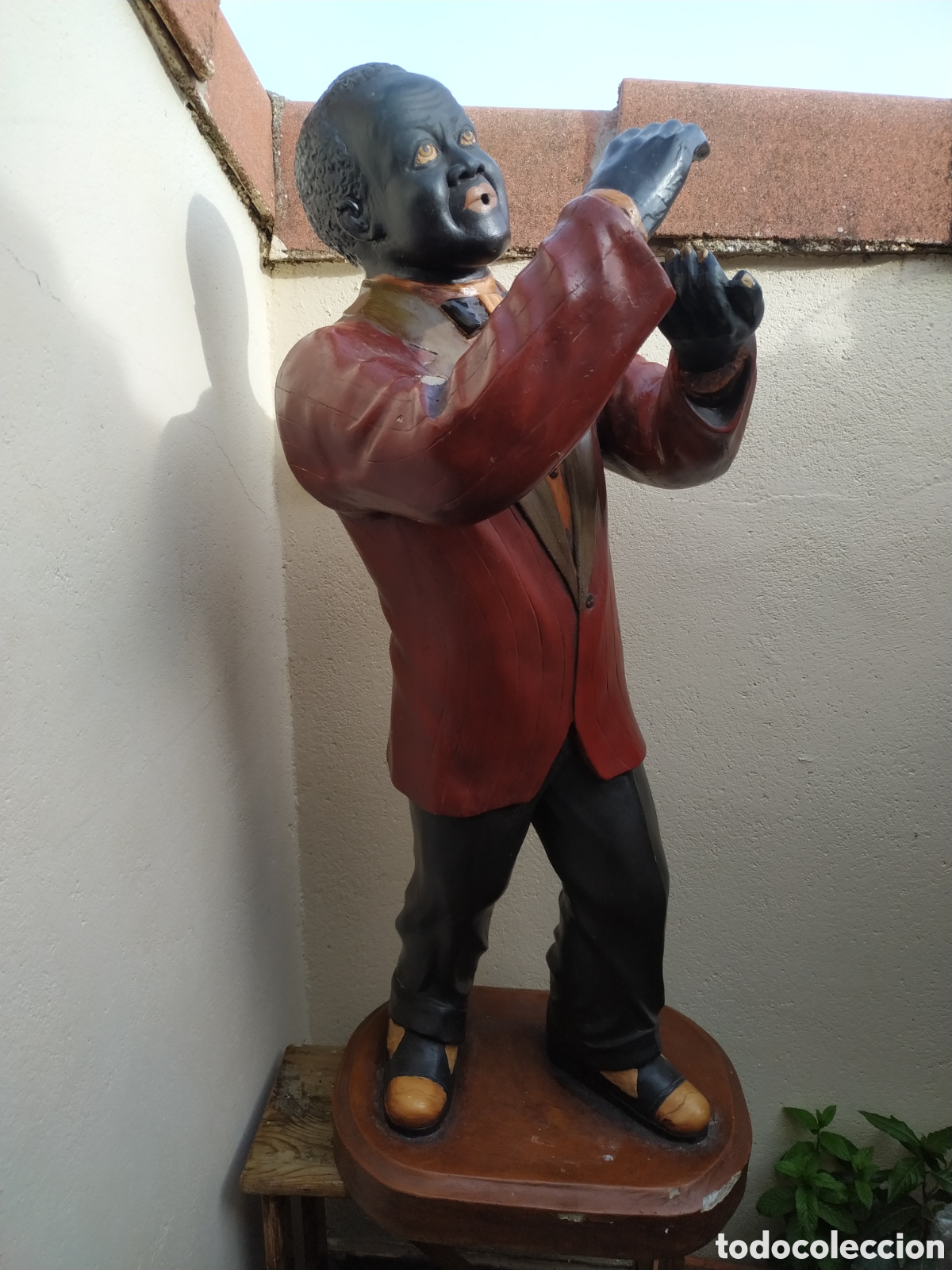 Coleccionismo: figura grande de m&uacute;sico de Louis Armstrong trompetista de jazz