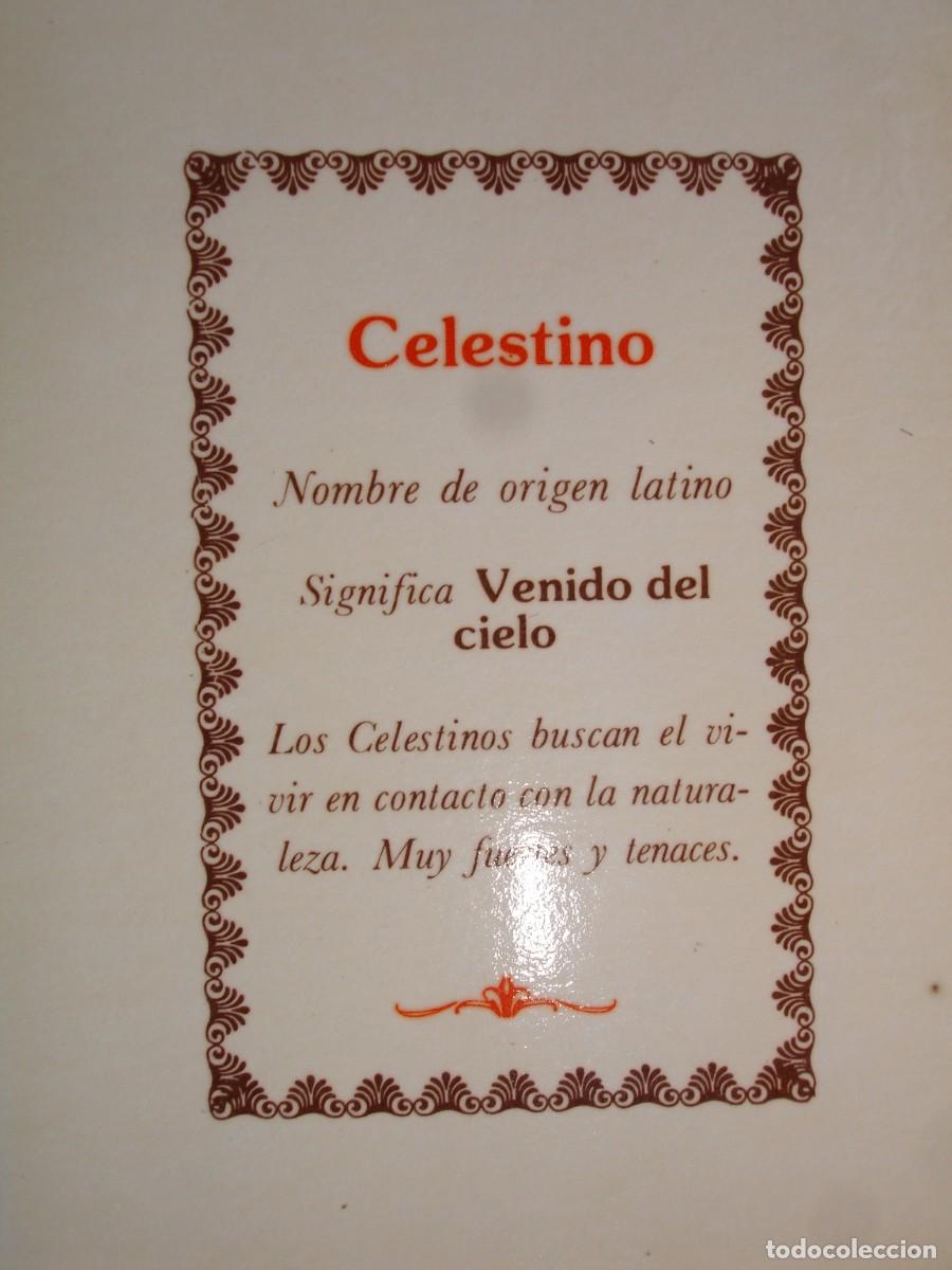 Coleccionismo: TARJETON DE 12X 9 A&Ntilde;OS 60 CON EL NOMBRE,SIGNIFICADO Y CARACTERISTICAS DEL NOMBRE CELESTINO