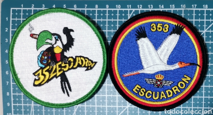 Coleccionismo: 2 PARCHES BORDADOS ALA 35 352 353 ESCUADR&Oacute;N BASE A&Eacute;REA GETAFE EJ&Eacute;RCITO &Aacute;IRE Y DEL ESPACIO ESPA&Ntilde;A