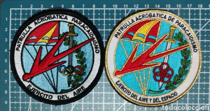 Coleccionismo: 2 Parches bordados PAPEA PATRULLA ACROB&Aacute;TICA PARACAIDISMO EJ&Eacute;RCITO DEL &Aacute;IRE Y DEL ESPACIO ESPA&Ntilde;A