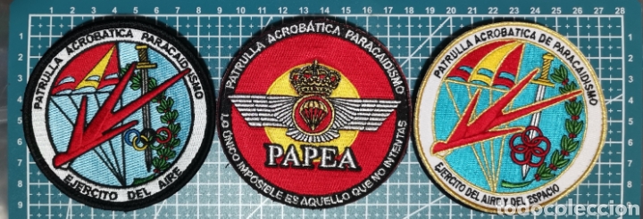 Coleccionismo: 3 Parches bordados PAPEA PATRULLA ACROB&Aacute;TICA PARACAIDISMO EJ&Eacute;RCITO DEL &Aacute;IRE Y DEL ESPACIO ESPA&Ntilde;A