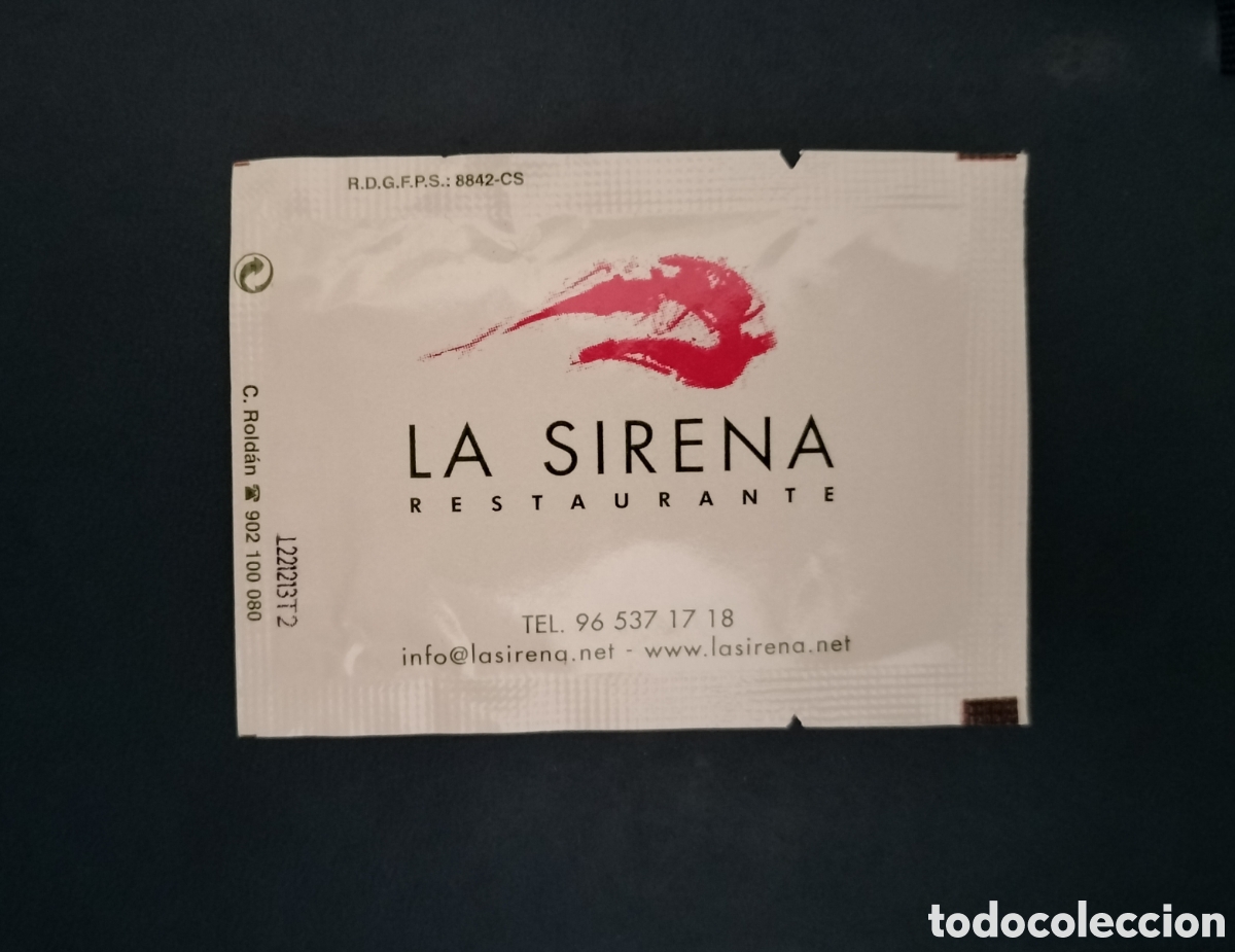 Coleccionismo: SOBRE TOALLITA H&Uacute;MEDA DE MANOS. RESTAURANTE LA SIRENA. QUINTA LACY. ELDA. PETRER. ALICANTE