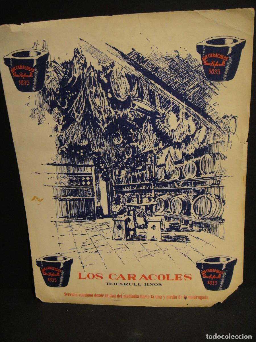 Coleccionismo: carta menu restaurante los caracoles - dibujada por herreros 1968 - firmada