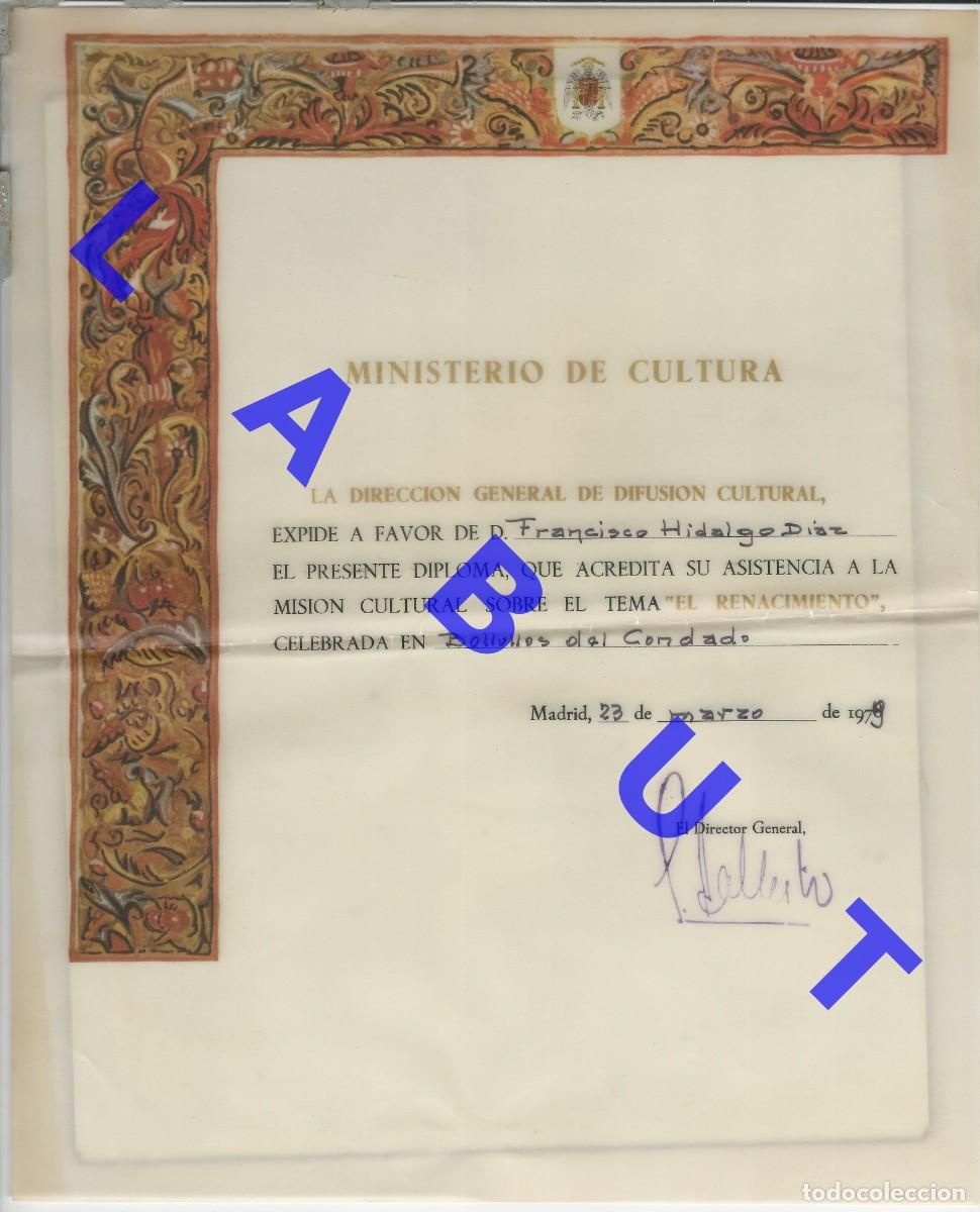 Coleccionismo: BOLLULLOS DEL CONDADO PERGAMINO 1979 DIPLOMA MISION CULTURAL EL RENACIMIENTO 34X27 L05
