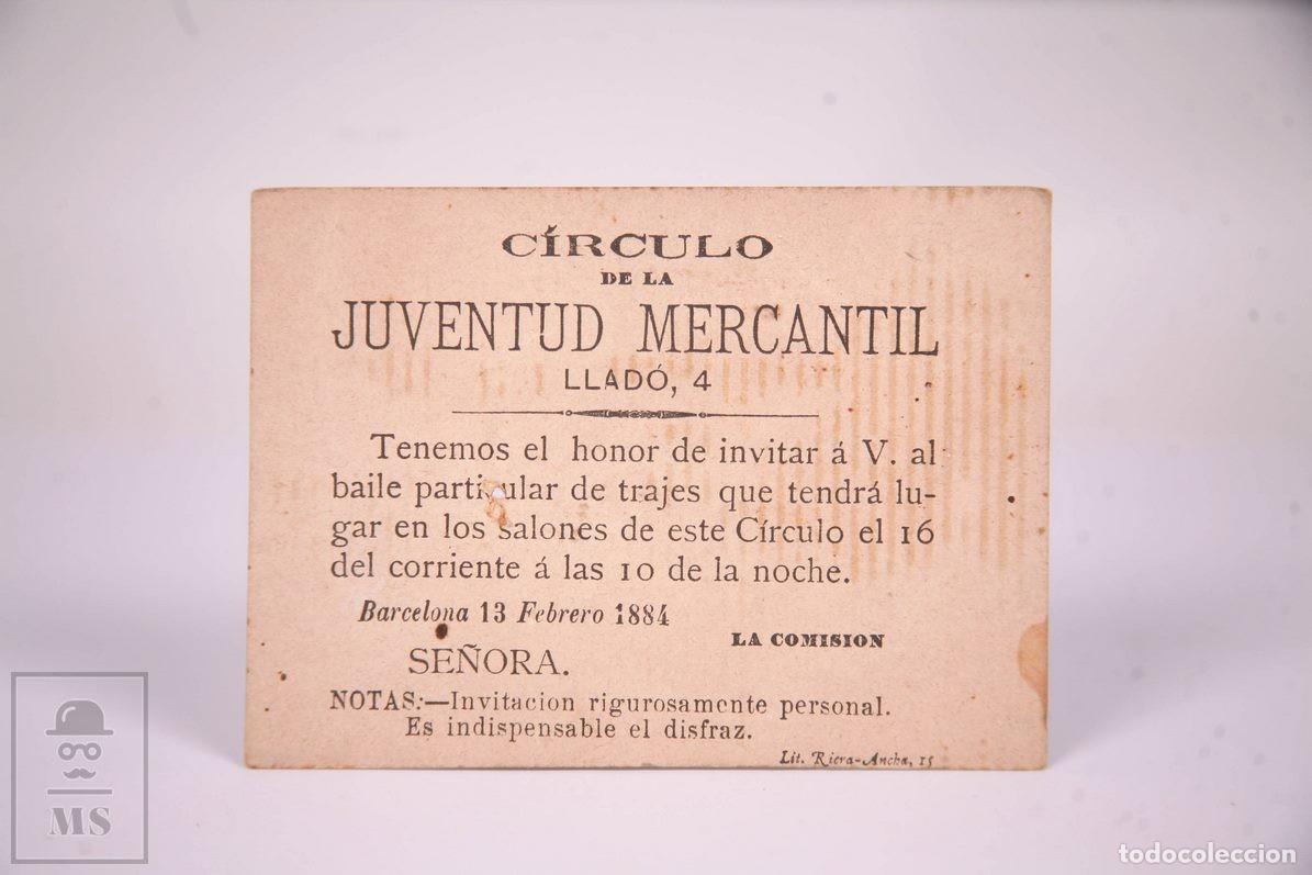 Colecionismo: Antiguo Cromo Invitaci&oacute;n Baile Trajes Circulo Juventud Mercantil A&ntilde;o 1884 - Barcelona #LJM23
