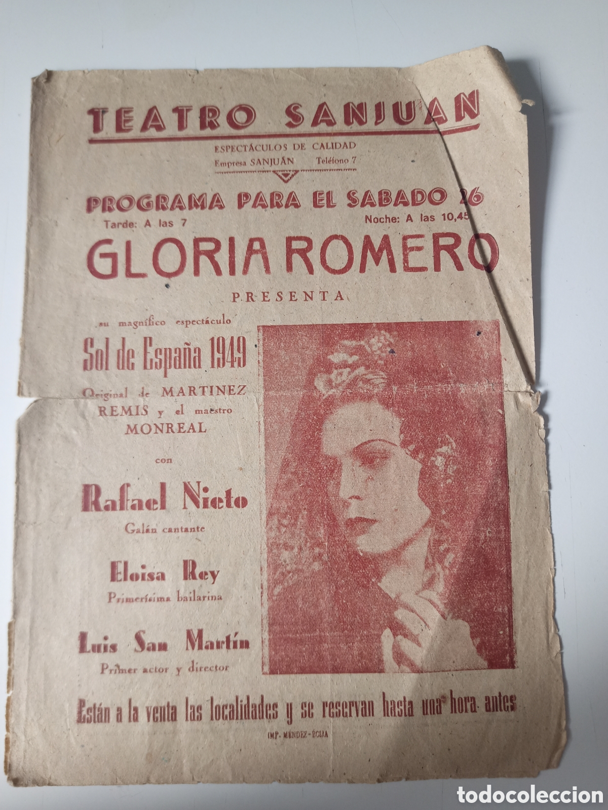 Compa&ntilde;&iacute;a de Gloria Romero - Programa de Mano