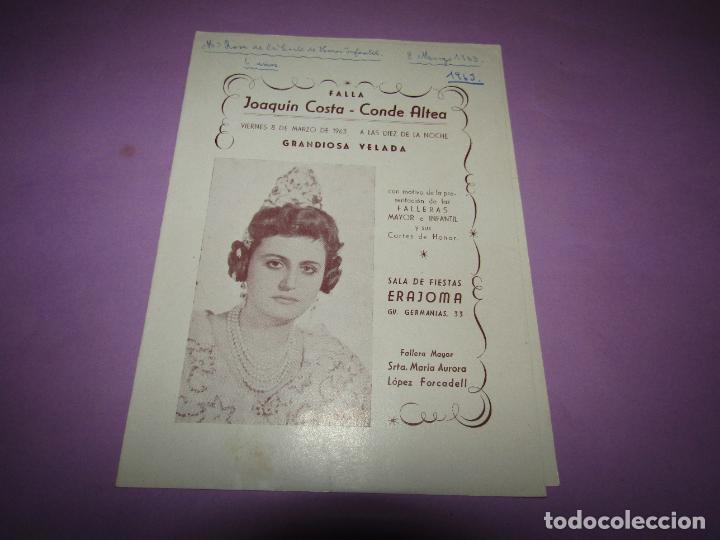 Coleccionismo: Antigua Grandiosa Velada Fallas de la Falla JOAQUIN COSTA - CONDE ALTEA del A&ntilde;o 1963