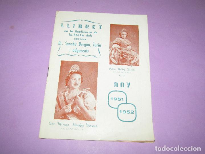 Coleccionismo: Antiguo Llibret Fallas de la Falla Doctor Sanchis Berg&oacute;n, Turia y Adyacentes del A&ntilde;o 1951-52
