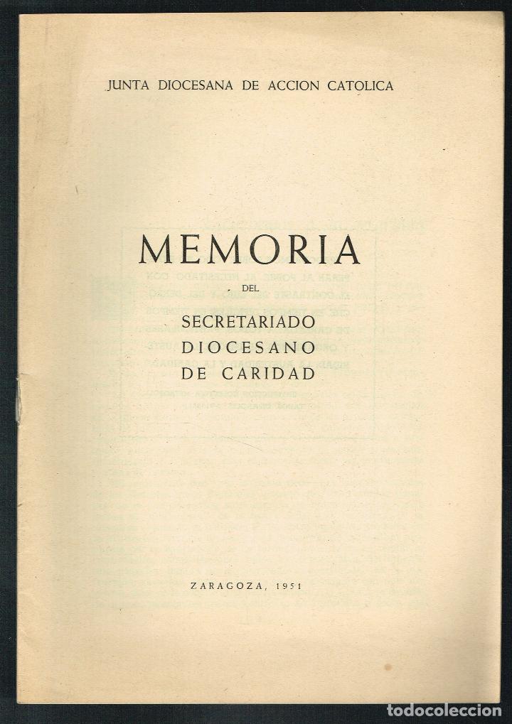 Collecting paper: MEMORIA DEL SECRETARIADO DIOCESANO DE CARIDAD - JUNTA DIOCESANA DE ACCI&Oacute;N CAT&Oacute;LICA - ZARAGOZA 1951
